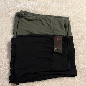 Black and green - wide leg ribbed XL polyester pants